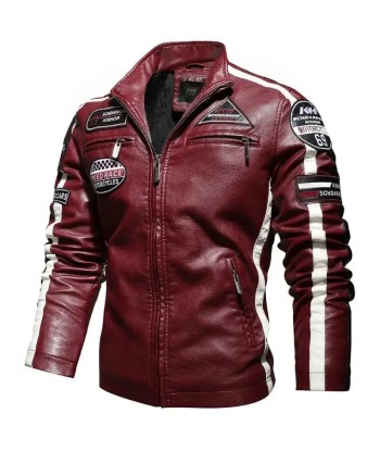 Blouson style cafe Racer cuir vintage rouge - Speed RACE livraison gratuite