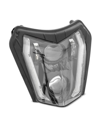 Lampe de Phare LED moto ECE homologuée + Plaque Enduro Offroad Universel XDure SW2 DRL blanc le des métaux précieux