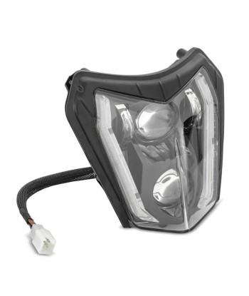 Lampe de Phare LED moto ECE homologuée + Plaque Enduro Offroad Universel XDure SW2 DRL blanc le des métaux précieux