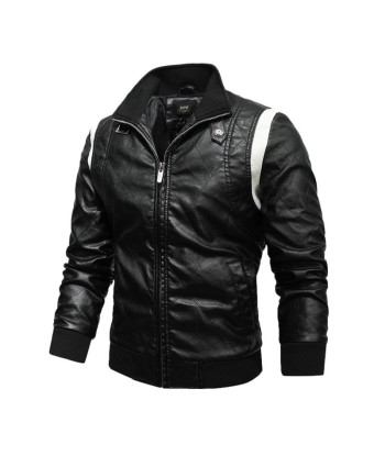 Veste cuir homme noir et blanc pas cher 