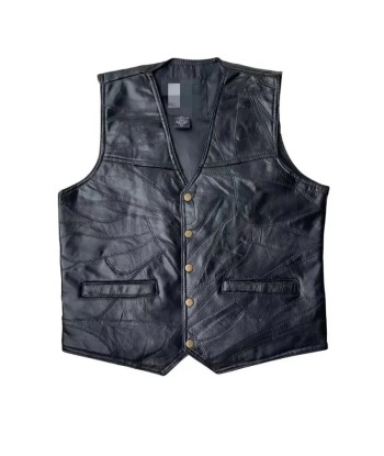 Gilet cuir noir biker sur le site 