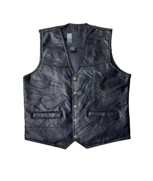 Gilet cuir noir biker sur le site 