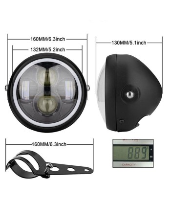 Phare moto LED rond - 5.75pouces en linge