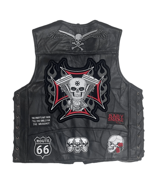 Gilet Cuir Biker Iron Cross Skull 50-70% off 