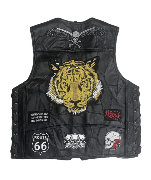 Gilet biker cuir homme -  Tiger Spirit pas cheres