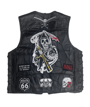 Gilet cuir biker style sons of anarchy 50% de réduction en Octobre 2024