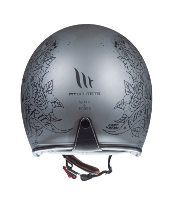 Casque Jet moto - SKULL& ROSES ARGENT MAT Economisez 