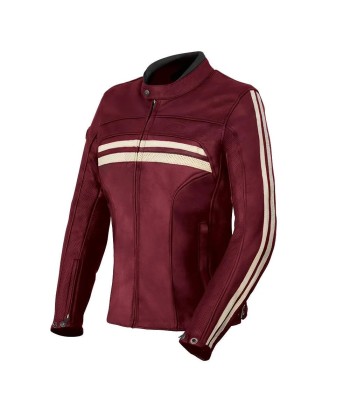 Blouson moto femme vintage | Gasoline™-Cuir Rouge le concept de la Pate a emporter 