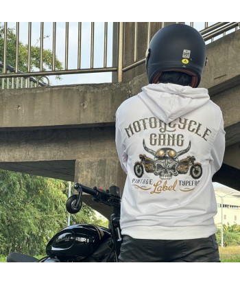 Sweat motard blanc a capuche  | Loung Biker Par le système avancé 